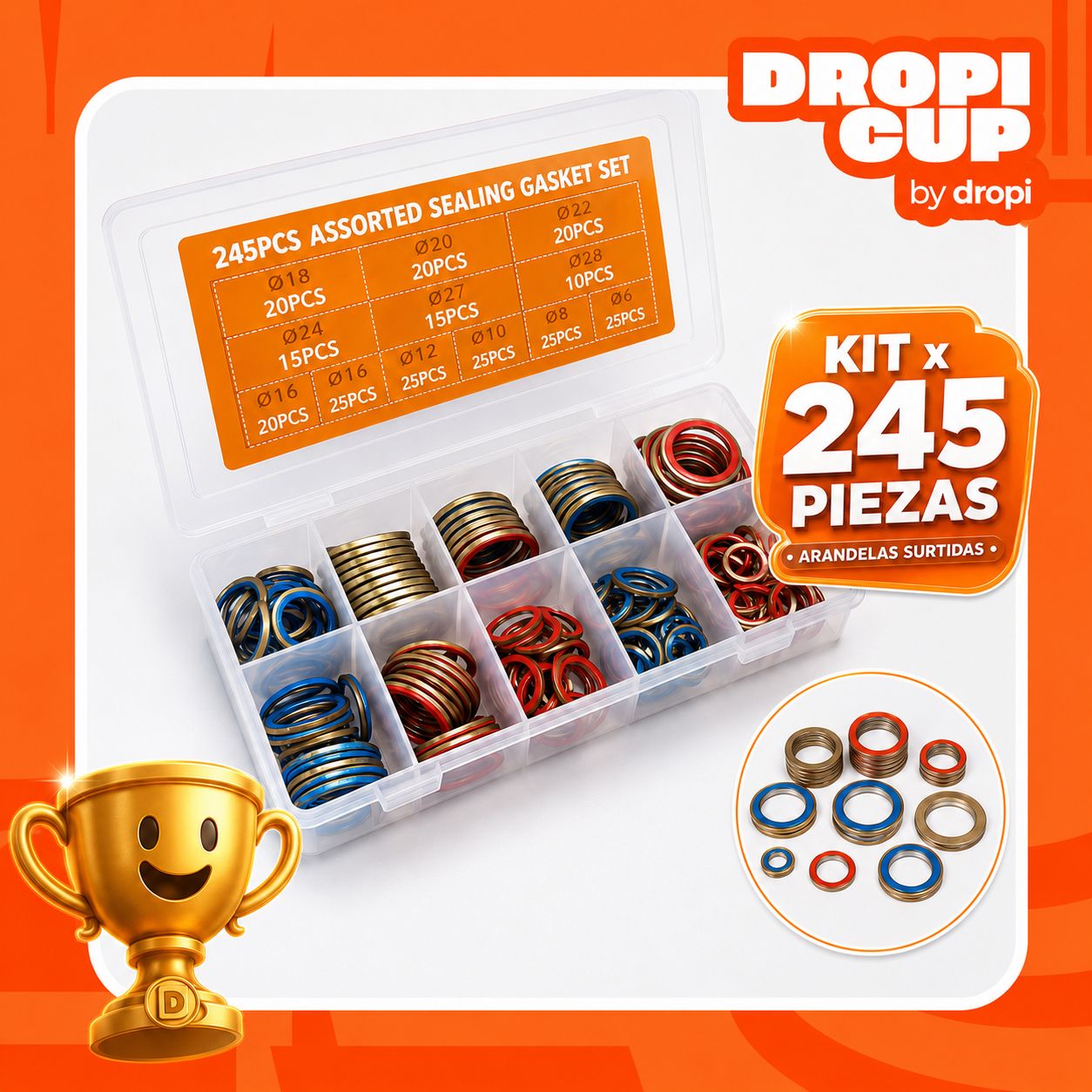 ARANDELAS Set x 245 Dropi Cup. - Imagen 3