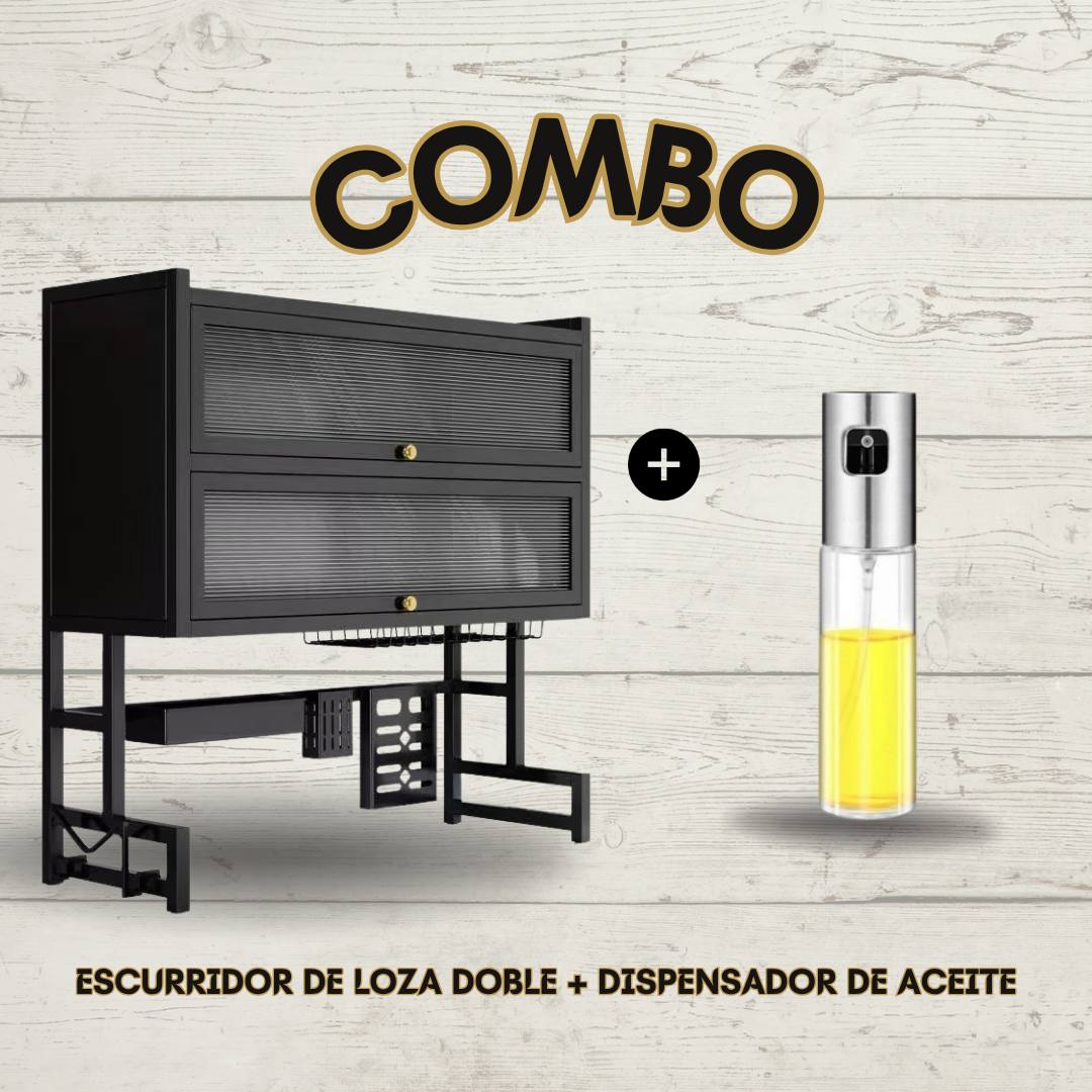 Escurridor de Loza Doble + Dispensador - Imagen 1