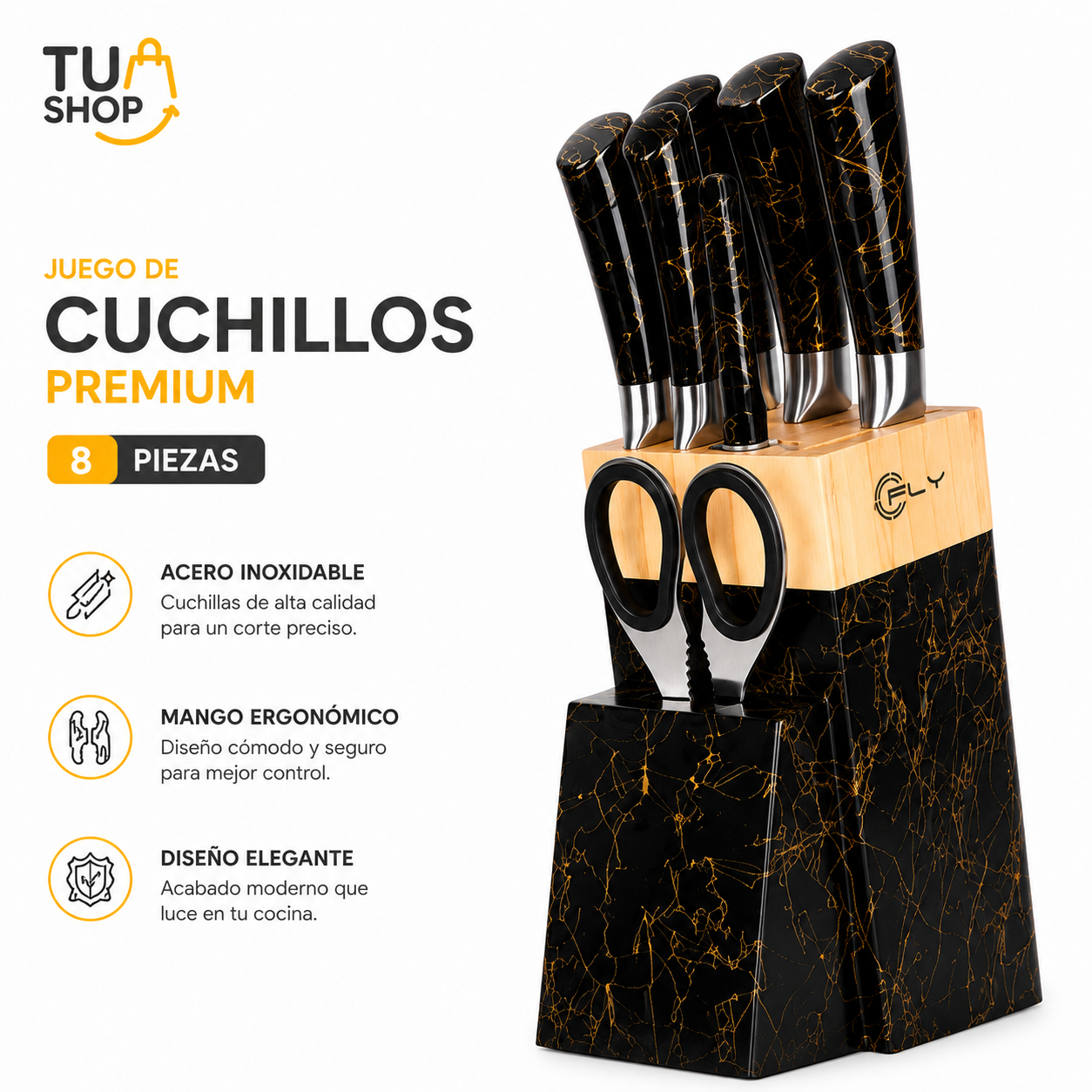 Juego De Cuchillos Fly Con Base - Imagen 2
