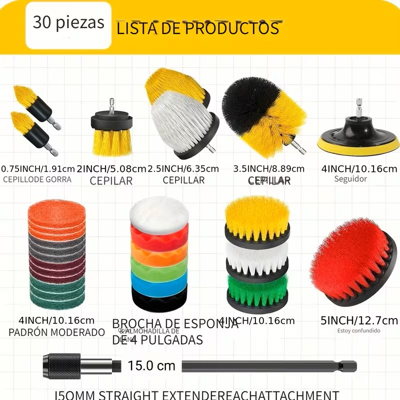 Set de Cepillos esponjas x20 de Taladro - Imagen 6