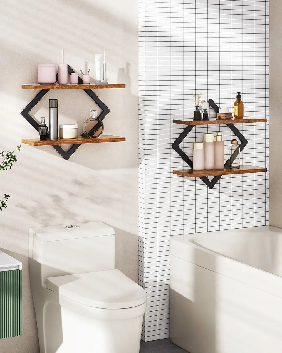 Repisa Flotante Exagonal Madera Set X2 - Imagen 4