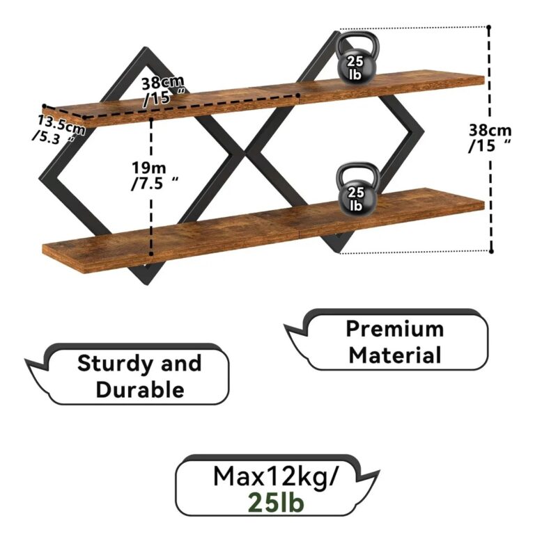 Repisa Flotante Exagonal Madera Set X2