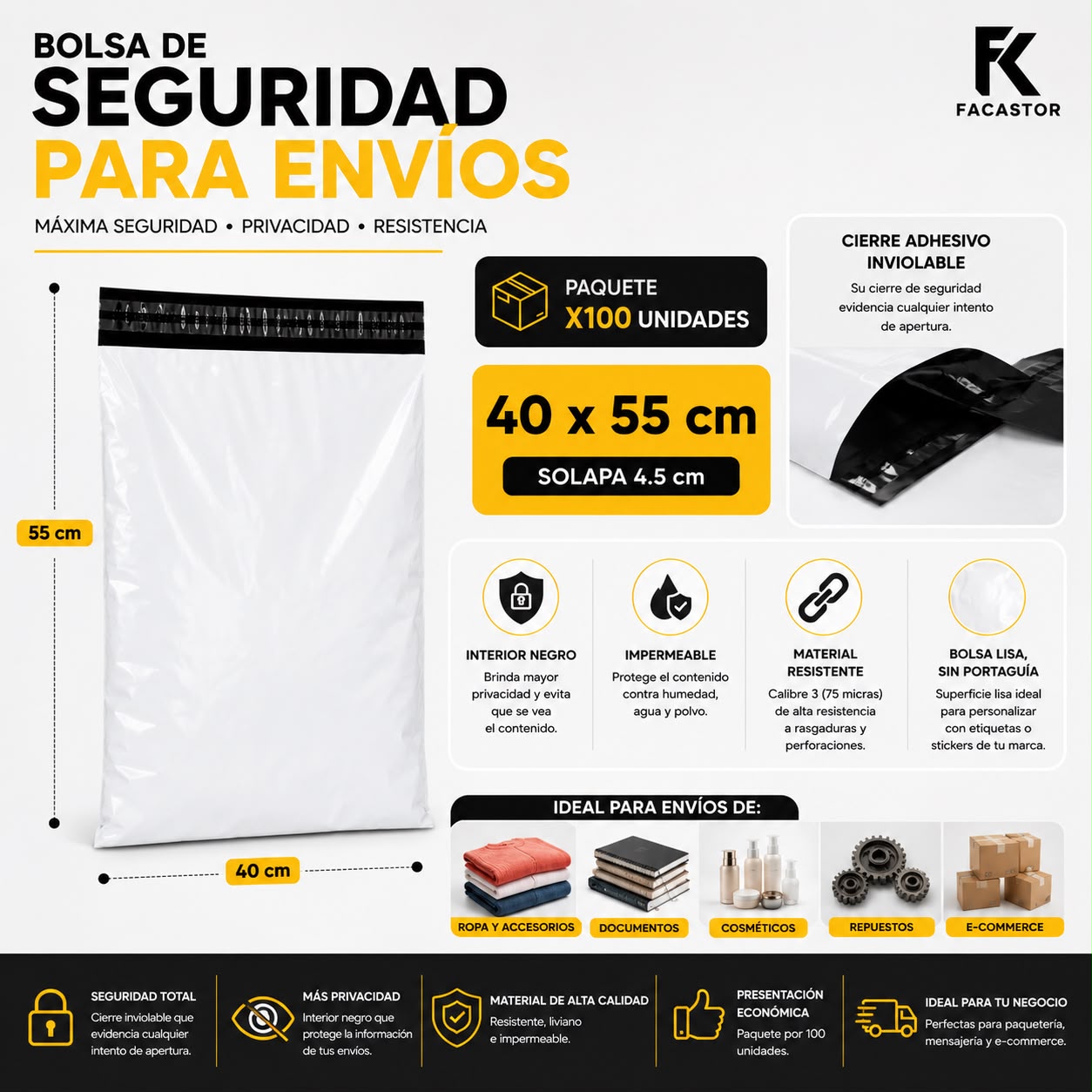 Bolsa de Seguridad 40*55cm 100 unidades - Imagen 3