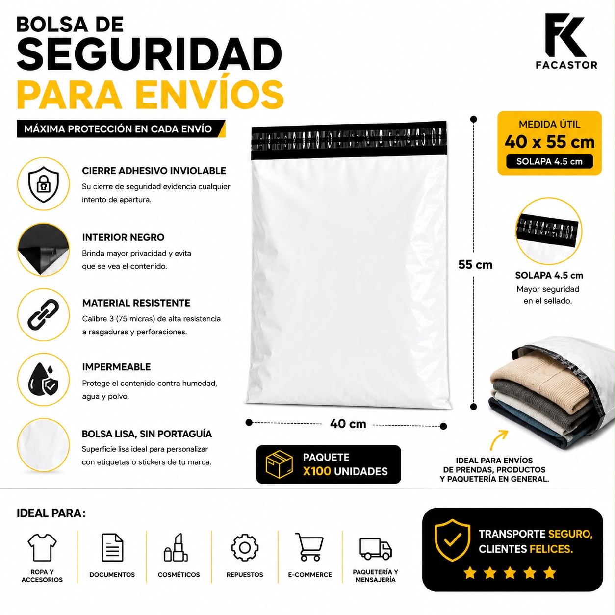 Bolsa de Seguridad 40*55cm 100 unidades - Imagen 2
