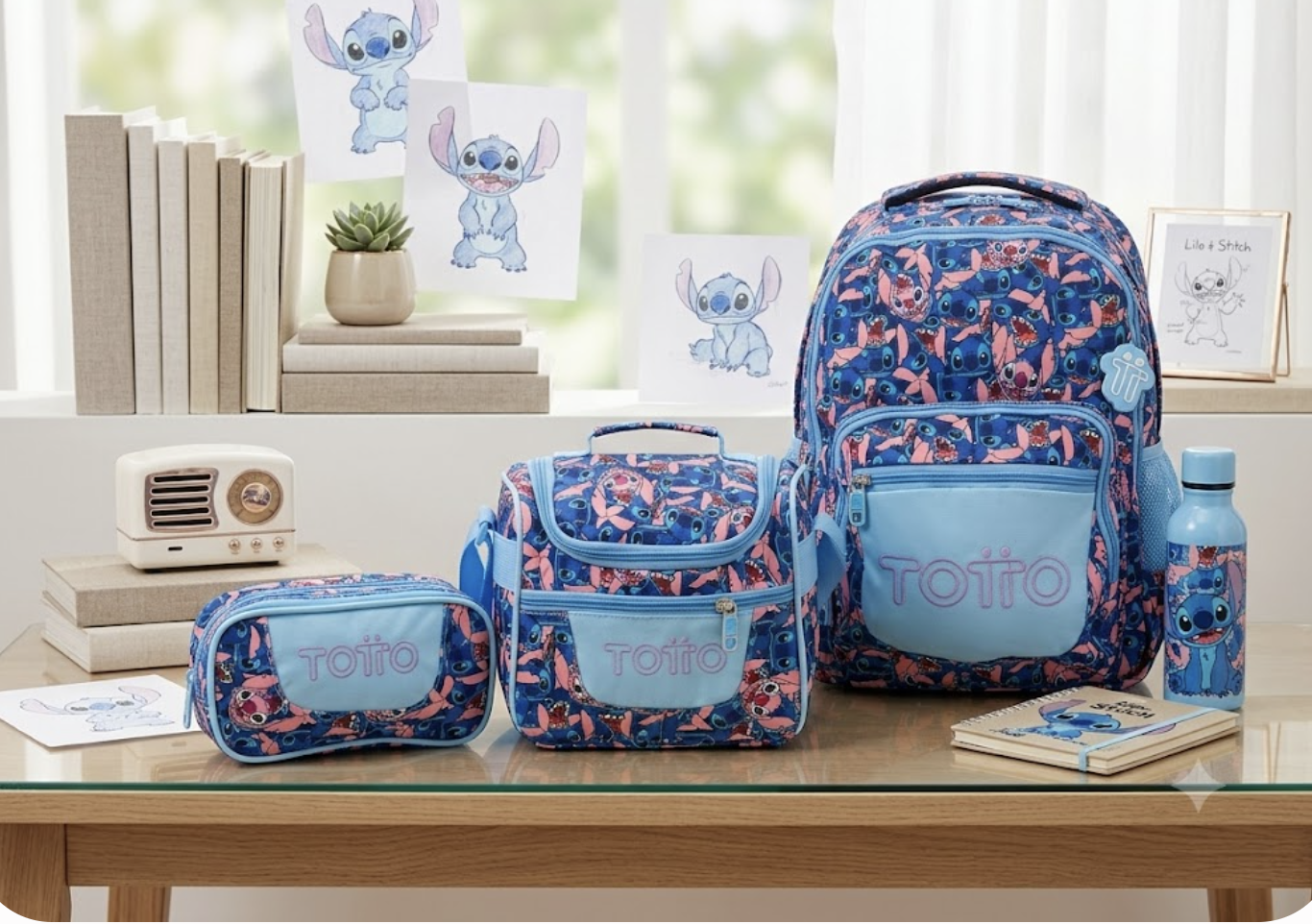 MALETA ESCOLA X3 PIEZAS STITCH - Imagen 3