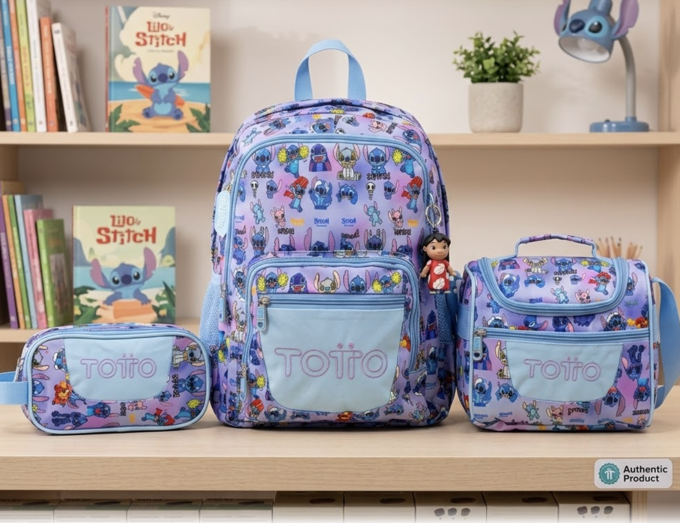 MALETA ESCOLA X3 PIEZAS STITCH - Imagen 1