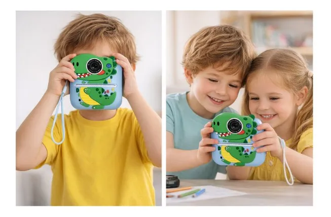 Camara Kids Con Impresora Dinosaurio - Imagen 3