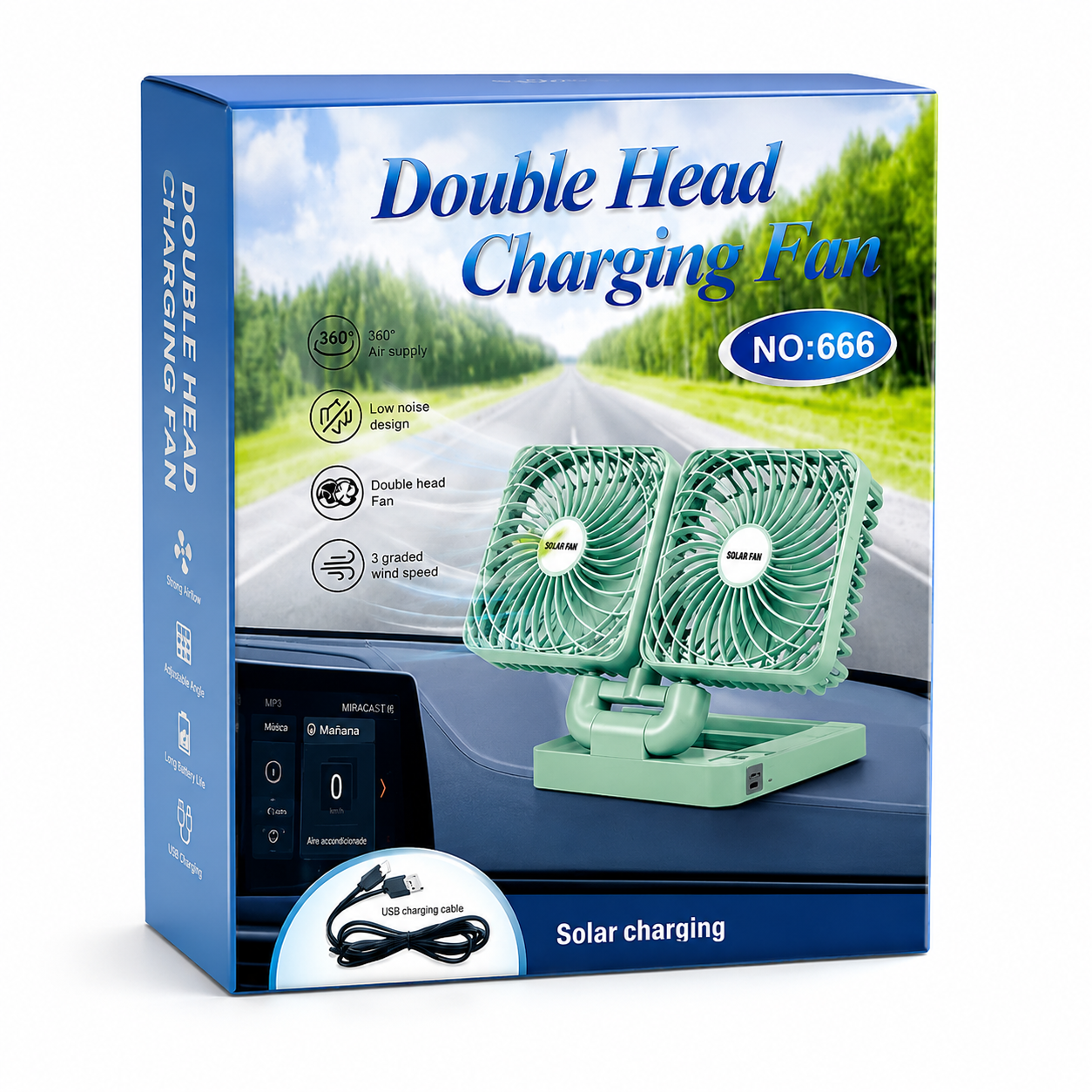 Ventilador Doble Recargable USB - Imagen 2