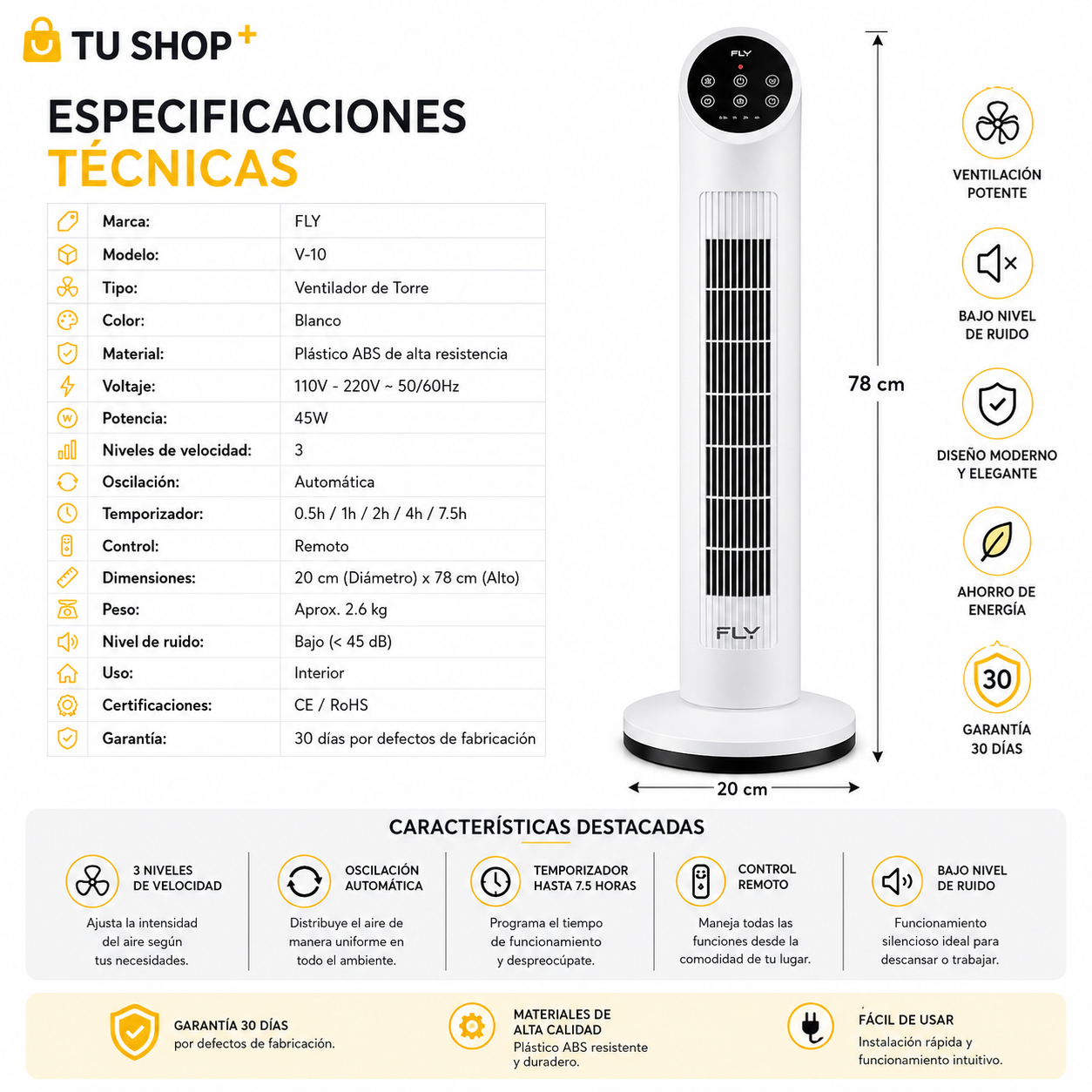 Ventilador de Torre con Control - Imagen 1