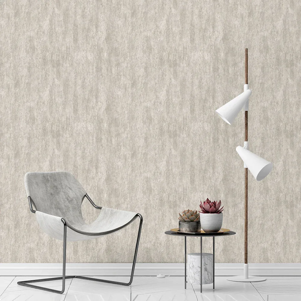 Papel de Colgadura Efecto Estuco Beige Claro - Imagen 1
