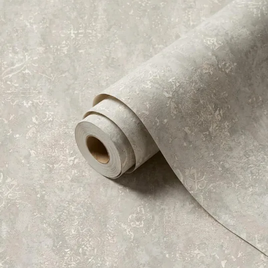 Papel de Colgadura Efecto Estuco Gris Claro - Imagen 1