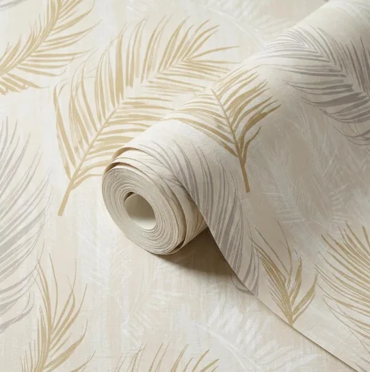 Papel de Colgadura Hojas de Palma Doradas - Imagen 1