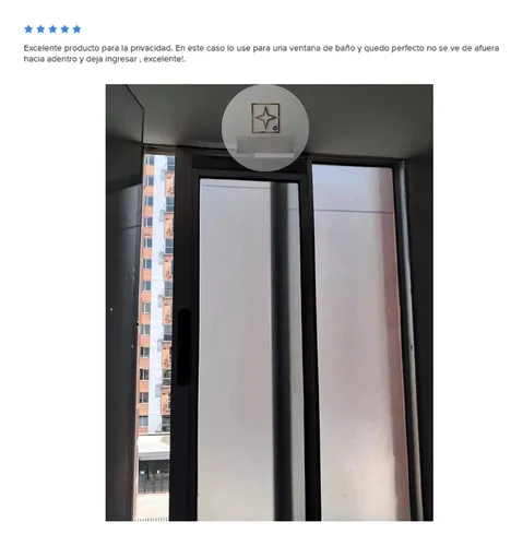 Película Vidrio Ventanas 60cm*7mts Privacidad Vinilo Fácil   Gris Sandblasting 60 Cms X 7 Mt - Imagen 6