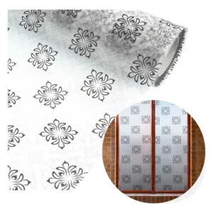 Vinilo Adhesivo Frosted 3mt X 120cm Sandblasting Vidrio Color Fg006 Arabescos Negros X 3 Mts