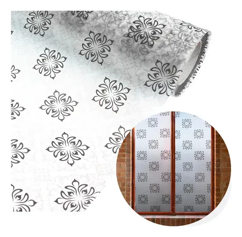 Vinilo Adhesivo Frosted 3mt X 120cm Sandblasting Vidrio Color Fg006 Arabescos Negros X 3 Mts