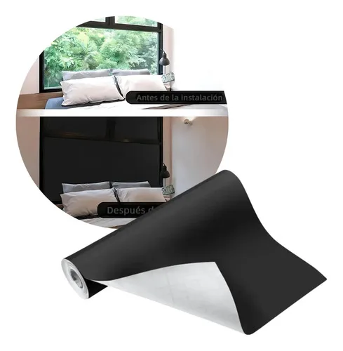 Película Vidrio Ventana Vinilo 100% Oscuridad 60cm*5mts Negro - Imagen 1