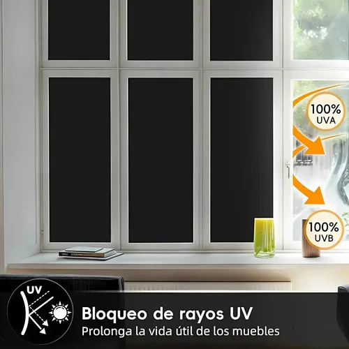Película Vidrio Ventana Vinilo 100% Oscuridad 60cm*5mts Negro - Imagen 7