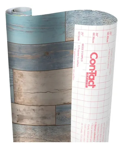 Vinilo Decorativo Con-tact Diseño Madera De Pallet - Roll Turquesa - Imagen 1