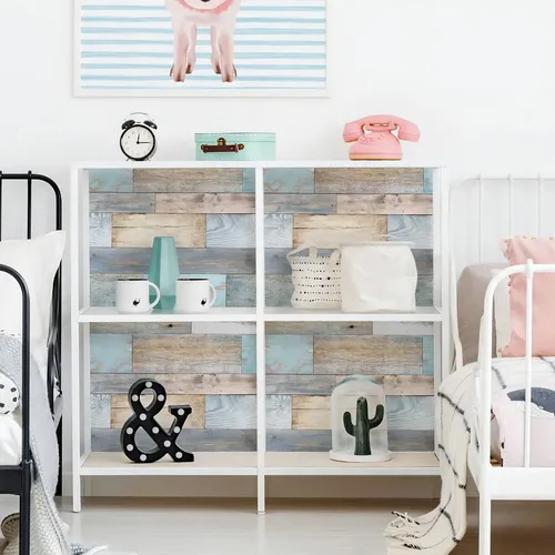 Vinilo Decorativo Con-tact Diseño Madera De Pallet - Roll Turquesa - Imagen 3