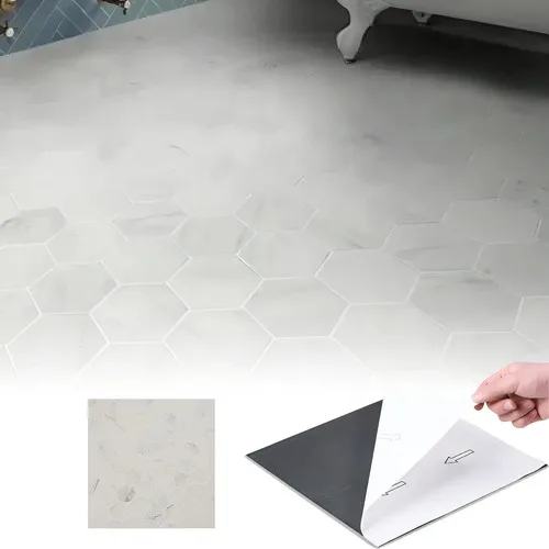 Baldosa Vinilo Autoadhesiva Con-tact Hexagonal Mármol 30.48x30.48 Cm Blanco - Imagen 1