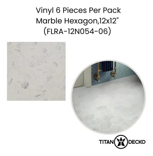 Baldosa Vinilo Autoadhesiva Con-tact Hexagonal Mármol 30.48x30.48 Cm Blanco - Imagen 2