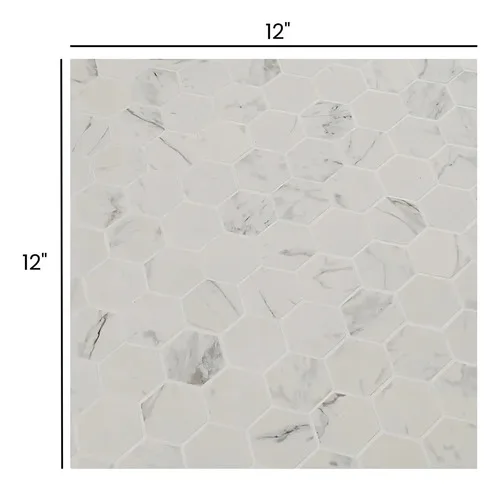Baldosa Vinilo Autoadhesiva Con-tact Hexagonal Mármol 30.48x30.48 Cm Blanco - Imagen 3