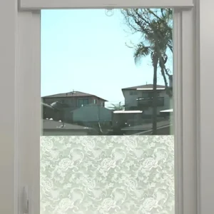 Vinilo Decorativo Adhesivo Esmerilado Encaje Blanco Con-t Verde Claro