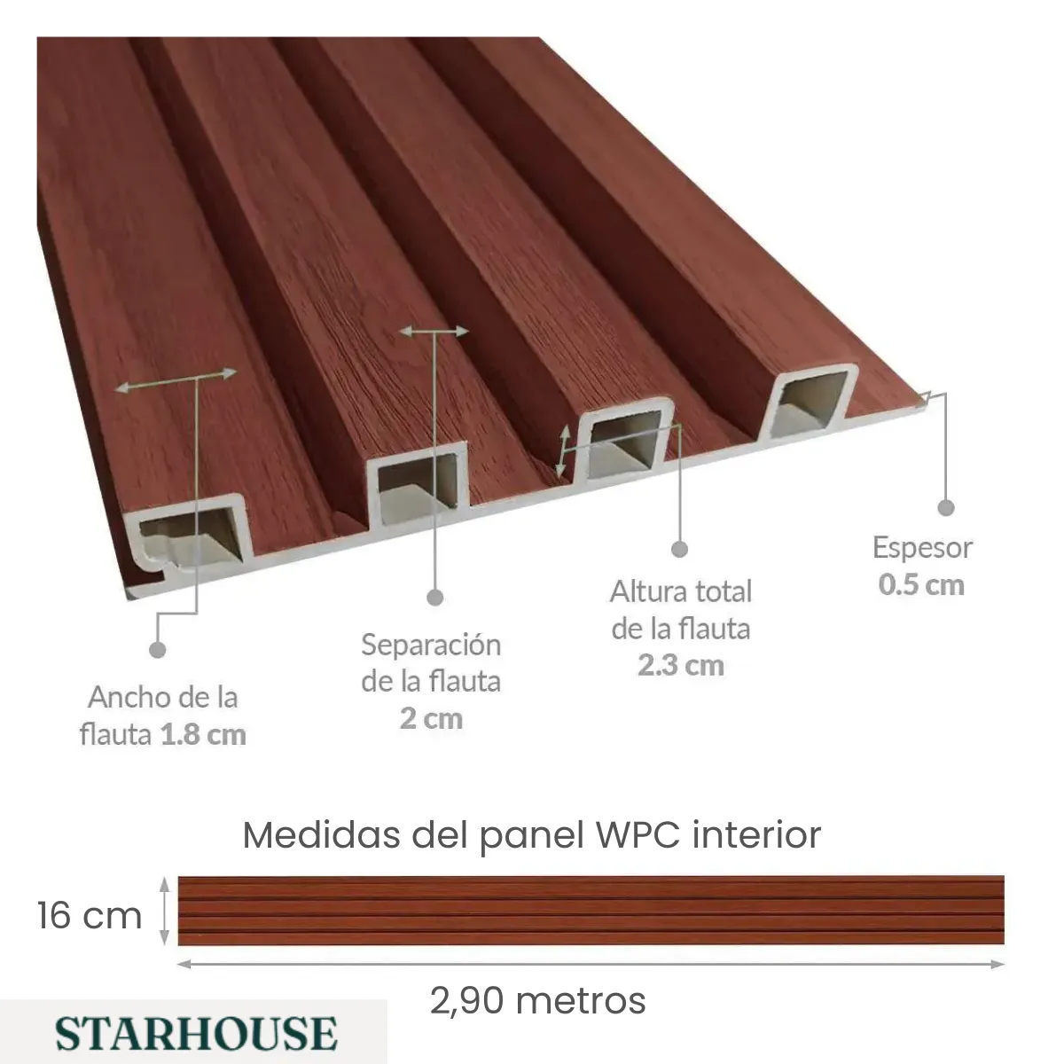 Panel WPC  16 cms x 2.90 mts - Imagen 1