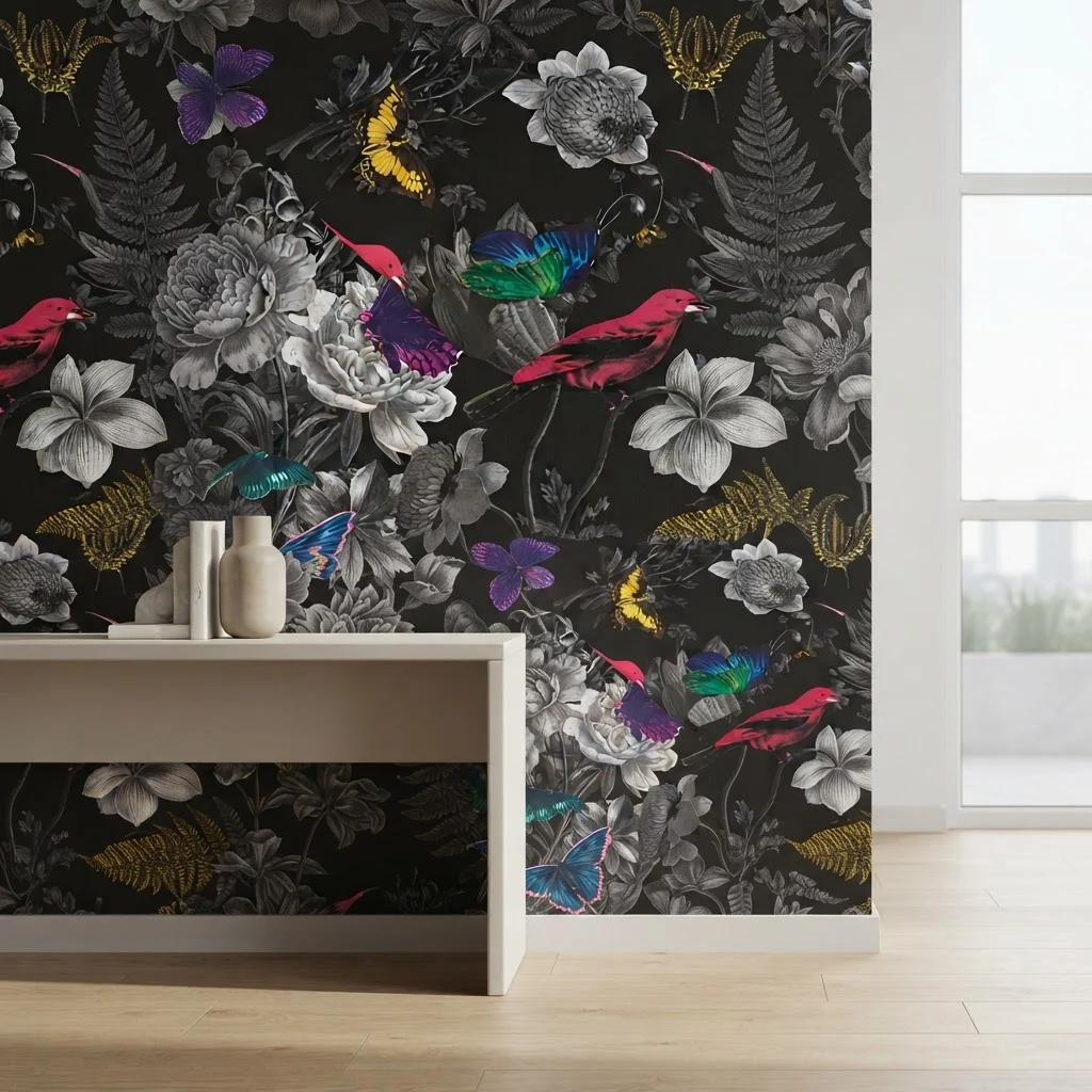 Papel de Colgadura con Filtro UV Mariposas Negro - Imagen 2